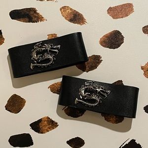 Black Leather Snake Cuffs